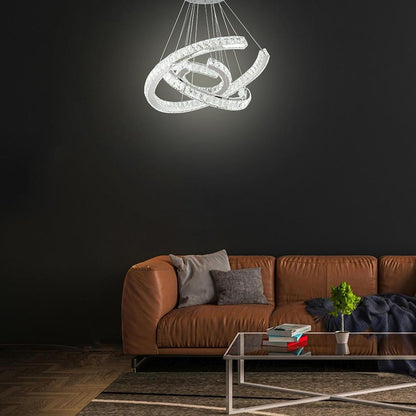 Wave LED Crystal Stainless Steel Ceiling Lights Chandeliers