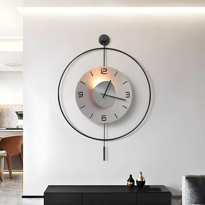 [Open-Box]Night Light Wall Clock Round LED Floating Metal Light