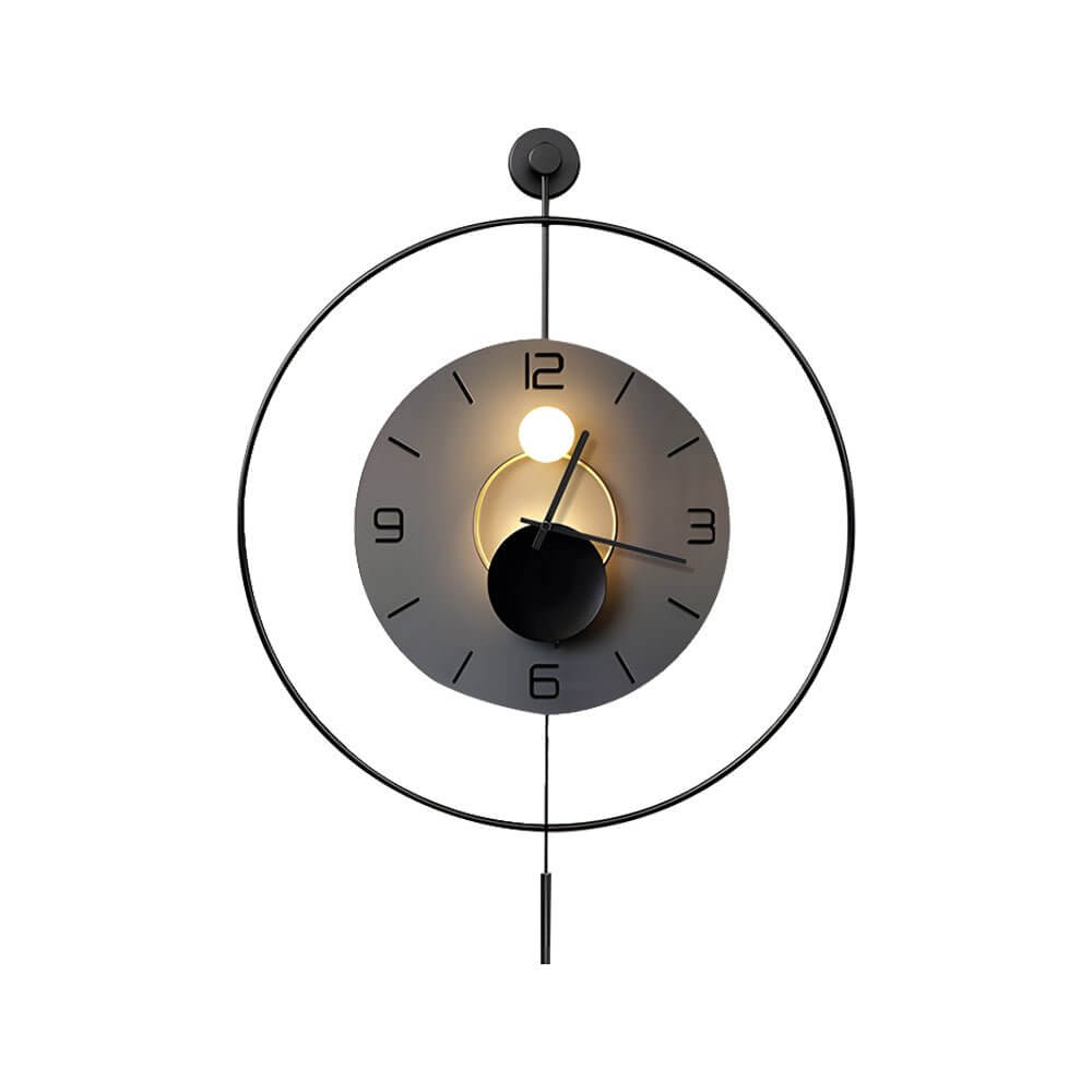 [Open-Box]Night Light Wall Clock Round LED Floating Metal Light