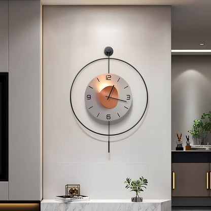 [Open-Box]Night Light Wall Clock Round LED Floating Metal Light