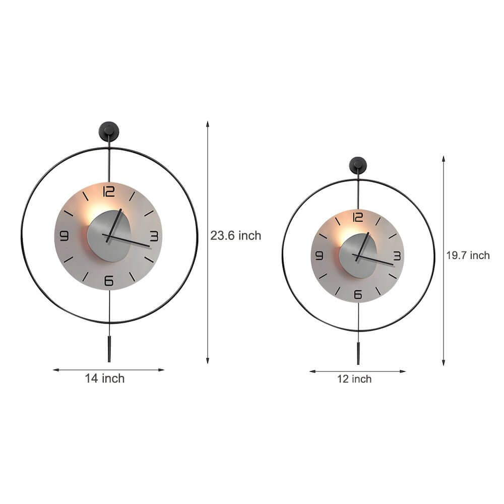 [Open-Box]Night Light Wall Clock Round LED Floating Metal Light