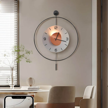 [Open-Box]Night Light Wall Clock Round LED Floating Metal Light