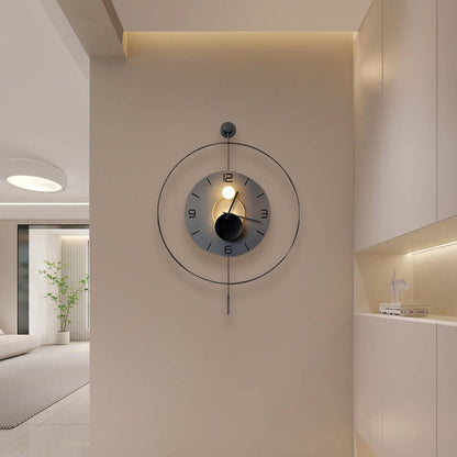 [Open-Box]Night Light Wall Clock Round LED Floating Metal Light