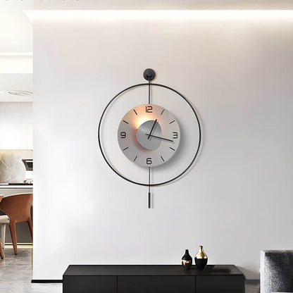 [Open-Box]Night Light Wall Clock Round LED Floating Metal Light