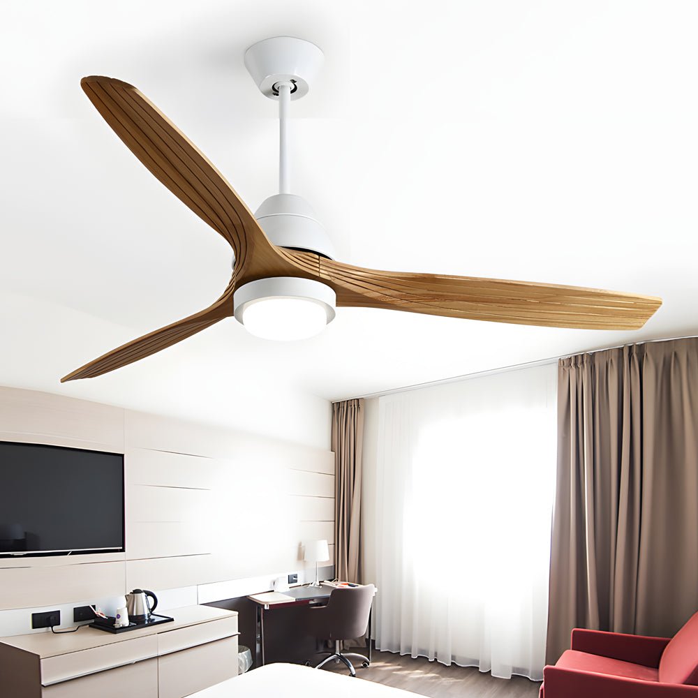 [Open-Box]Nordic 52-Inch 3-Blade Wooden Ceiling Fan Light with Remote, 6-Speed