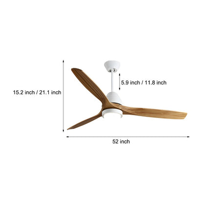 [Open-Box]Nordic 52-Inch 3-Blade Wooden Ceiling Fan Light with Remote, 6-Speed
