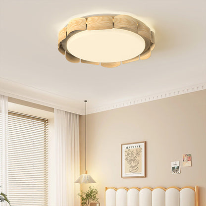 Wooden Ceiling Lights Full Spectrum Eye-Caring Flush Mount Light