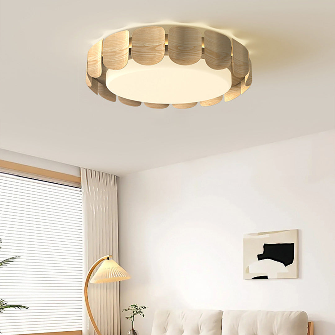 Wooden Ceiling Lights Full Spectrum Eye-Caring Flush Mount Light