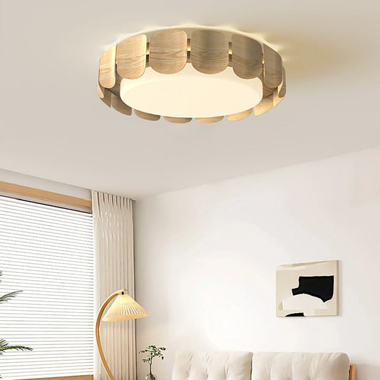 Wooden Ceiling Lights Full Spectrum Eye-Caring Flush Mount Light
