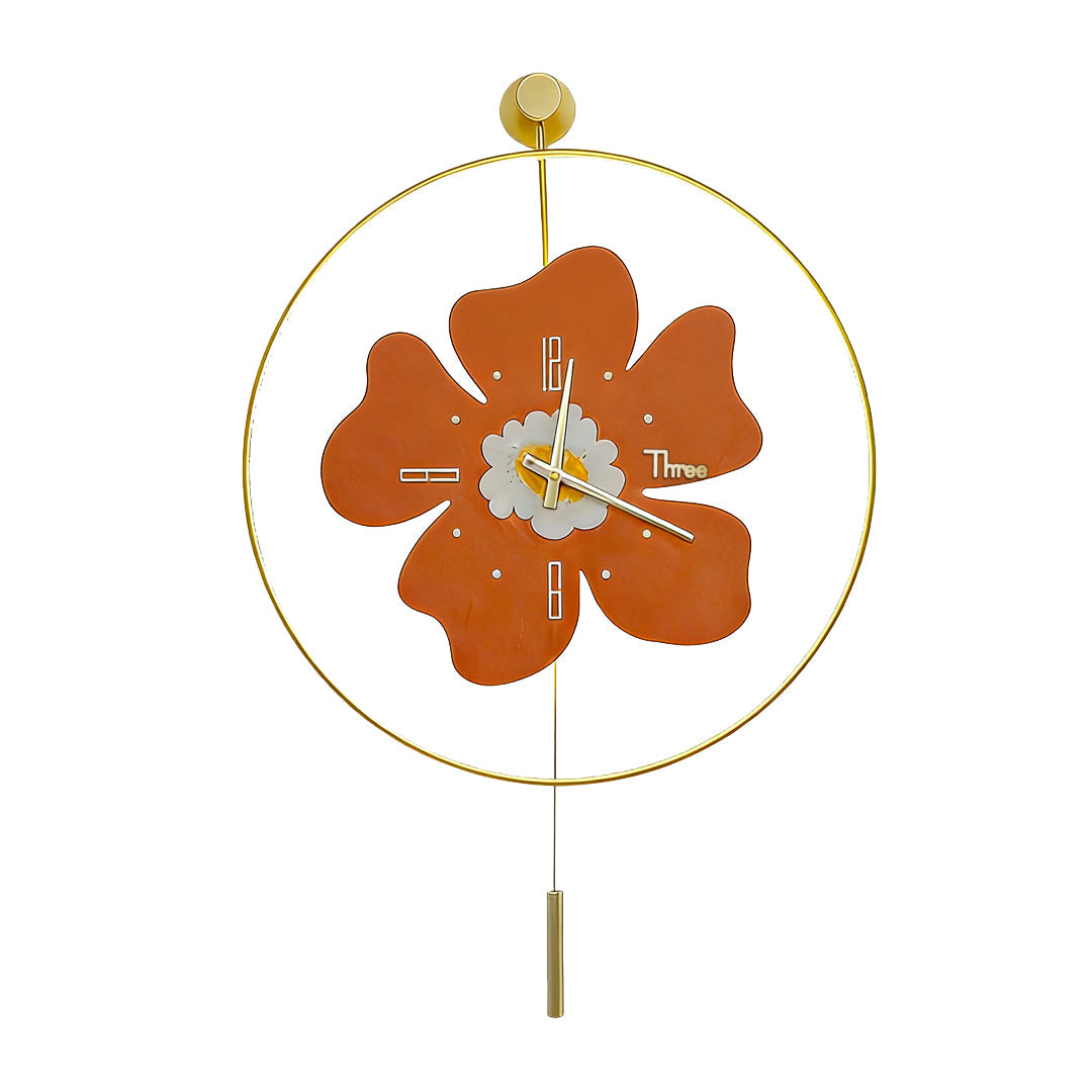 Wall Clock with Light Floral LED Remote Control Light