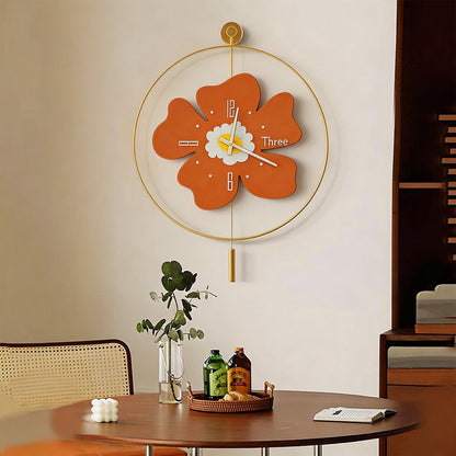 Wall Clock with Light Floral LED Remote Control Light