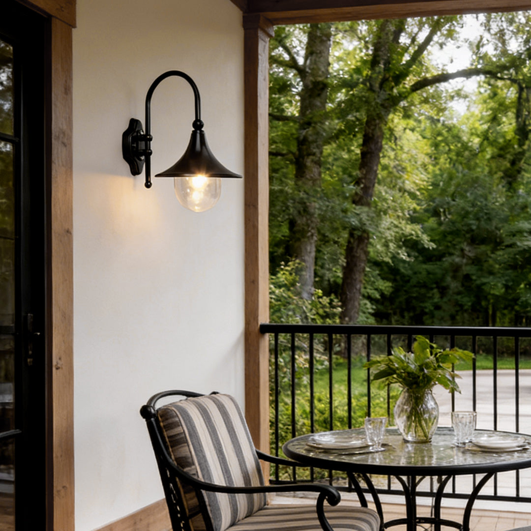 [Open-Box]Outdoor Black Wall Lights Retro Creative Trumpet-Shaped Light