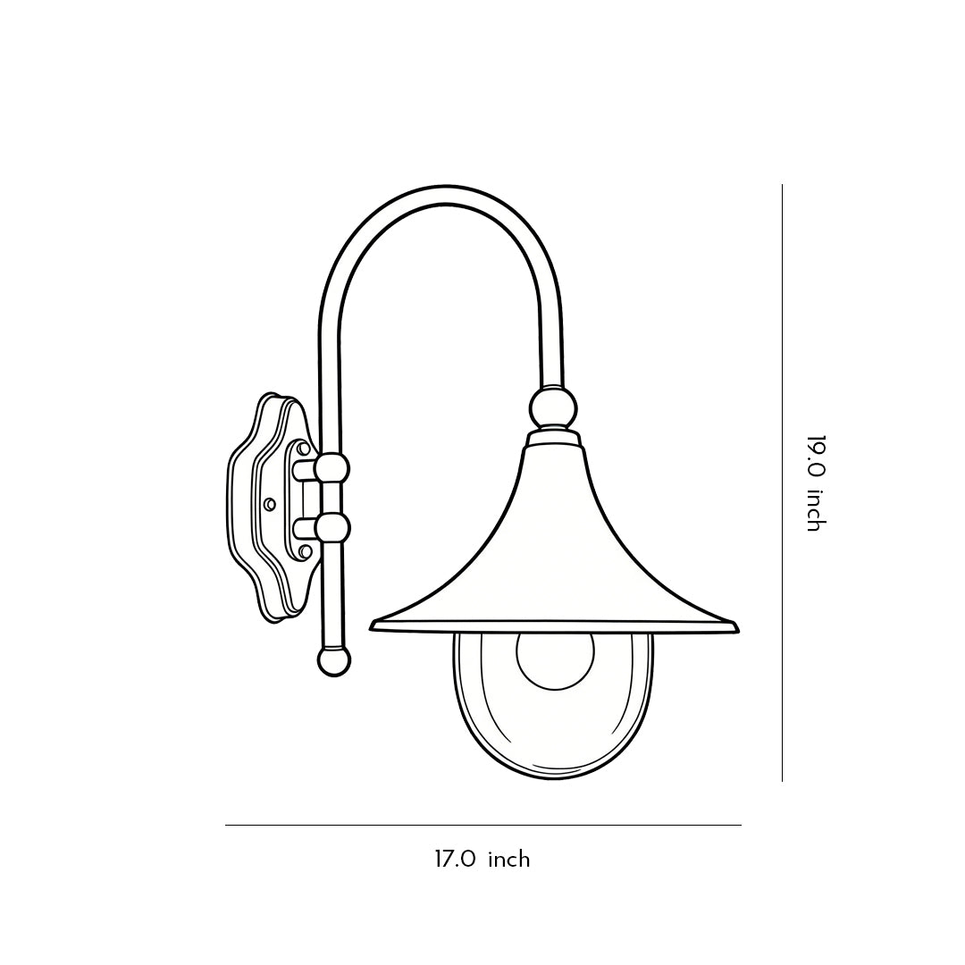 [Open-Box]Outdoor Black Wall Lights Retro Creative Trumpet-Shaped Light