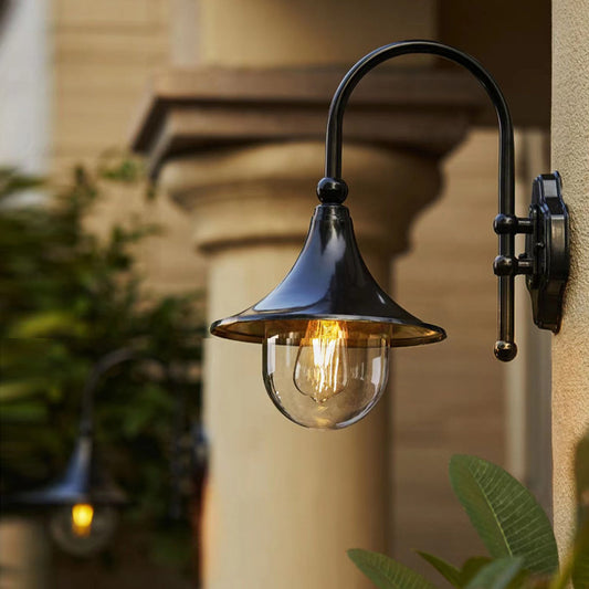 [Open-Box]Outdoor Black Wall Lights Retro Creative Trumpet-Shaped Light