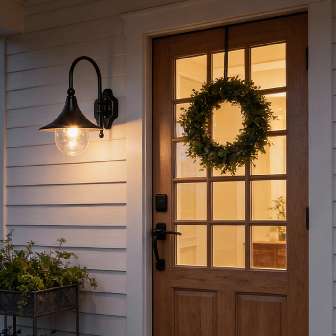 [Open-Box]Outdoor Black Wall Lights Retro Creative Trumpet-Shaped Light