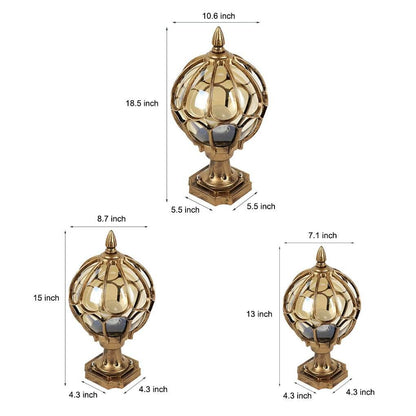 [Open-Box]Outdoor Globe Pillar Lights Retro Glass Globe Copper Fence Post Light