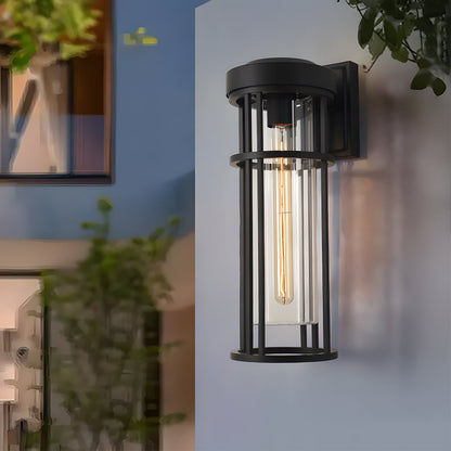 Waterproof Black Outdoor Wall Sconce Light Glass Lampshade Design