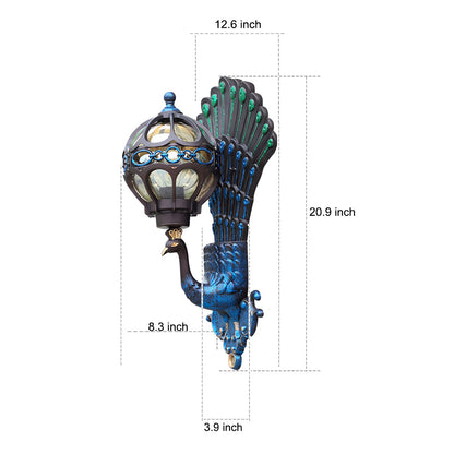 [Open-Box]Waterproof Retro Peacocks Aluminum European Style Outdoor Wall Light