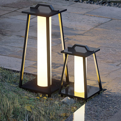 Waterproof Tapered Wrought Iron Outdoor Lanterns Japanese-Style LED Landscape Lights