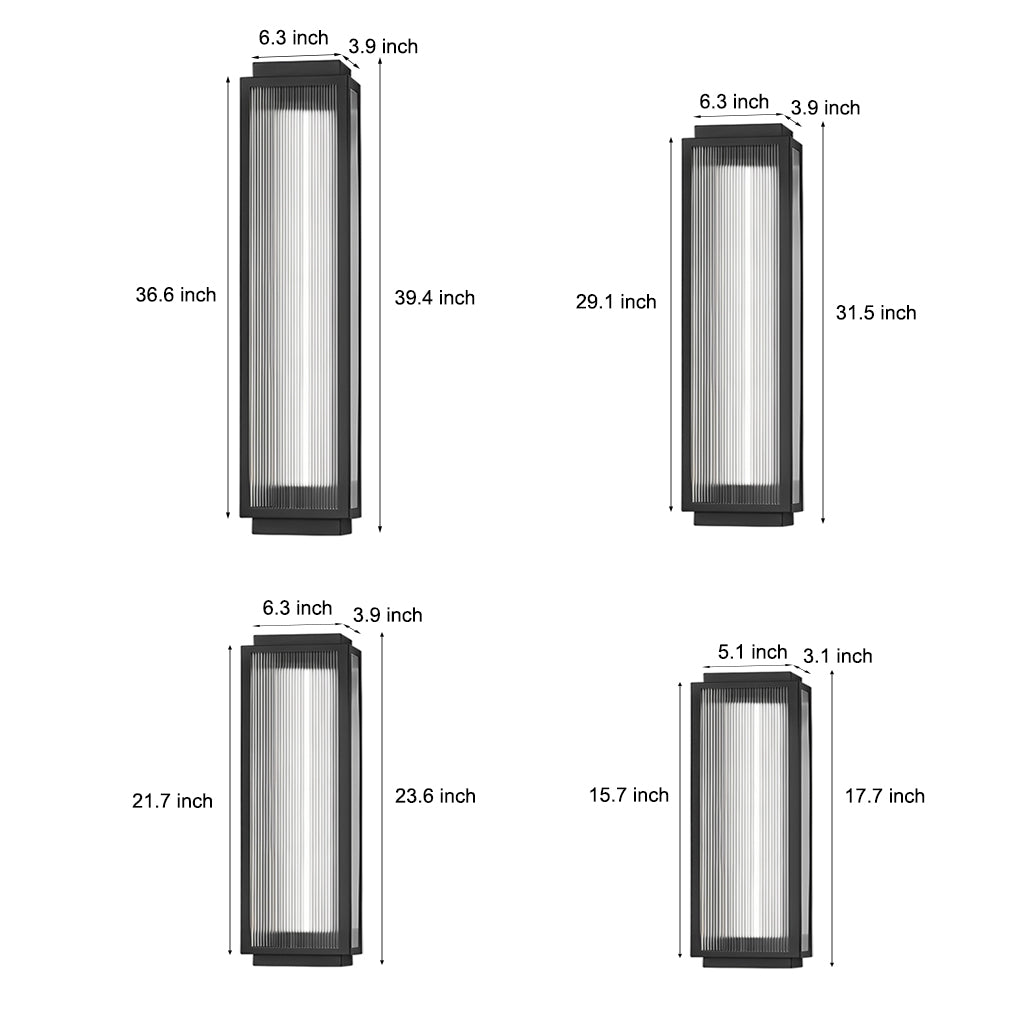 [Open-Box]Rectangular Strip Waterproof LED Black Modern Outdoor Wall Lights