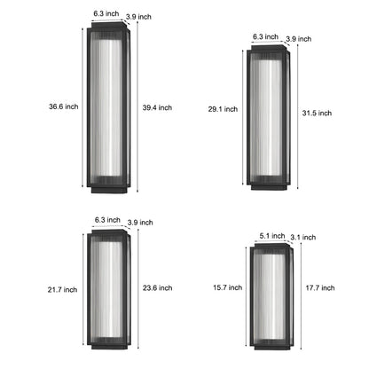 [Open-Box]Rectangular Strip Waterproof LED Black Modern Outdoor Wall Lights