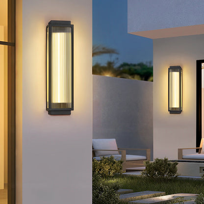 [Open-Box]Rectangular Strip Waterproof LED Black Modern Outdoor Wall Lights
