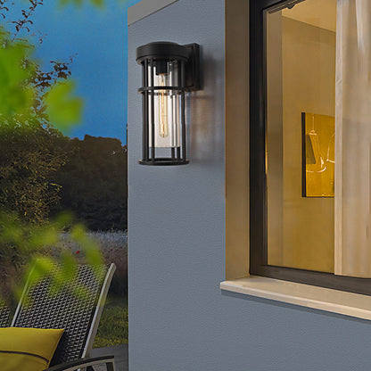 Waterproof Black Outdoor Wall Sconce Light Glass Lampshade Design