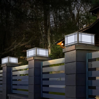 [Open-Box] Retro Grilles Waterproof LED  Fence Post Lights with Remote