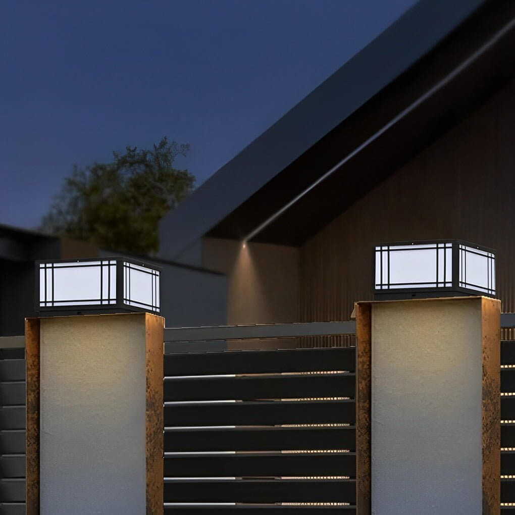 [Open-Box] Retro Grilles Waterproof LED  Fence Post Lights with Remote