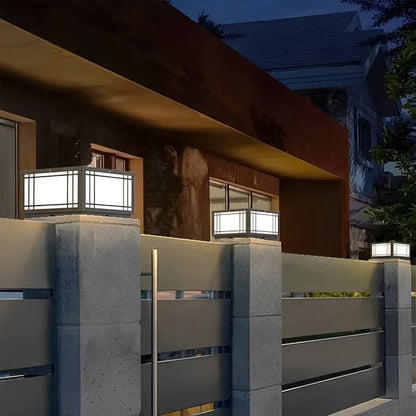 [Open-Box] Retro Grilles Waterproof LED  Fence Post Lights with Remote
