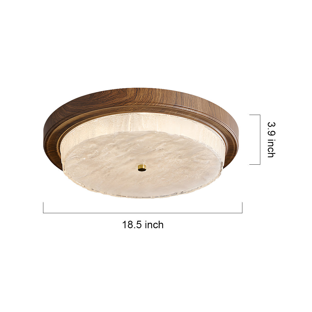 Wood Flush Mount Ceiling Light Vintage Style Round Ceiling Lamp