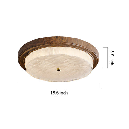 Wood Flush Mount Ceiling Light Vintage Style Round Ceiling Lamp