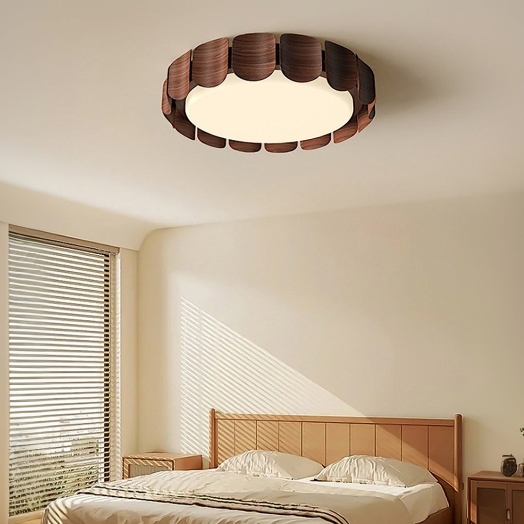 Wooden Ceiling Lights Full Spectrum Eye-Caring Flush Mount Light