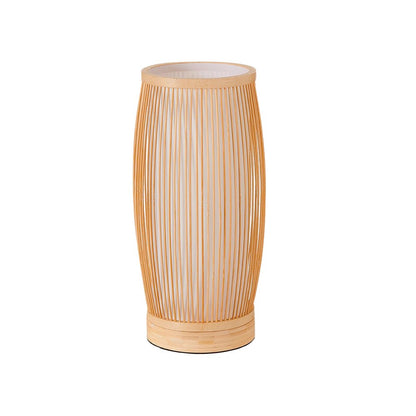 Vintage Bamboo Table Lamp Handwoven Japanese LED Lamp