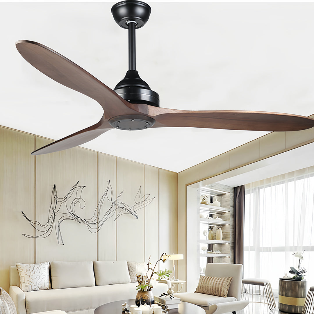 Wooden Ceiling Fan with Light Quiet Dc Motor Flush Mount Fandelier