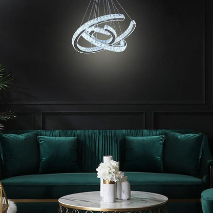 Wave LED Crystal Stainless Steel Ceiling Lights Chandeliers