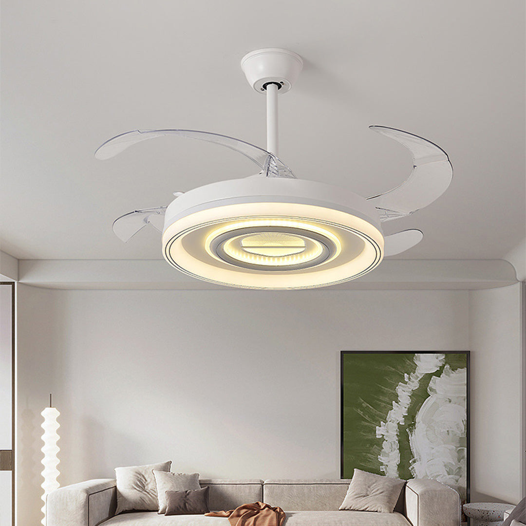 White Ceiling Fans With Light Nordic Transparent Blade Fan Light Fixture