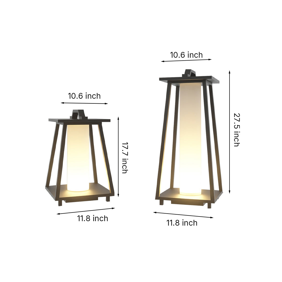 Waterproof Tapered Wrought Iron Outdoor Lanterns Japanese-Style LED Landscape Lights