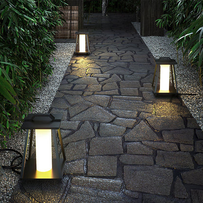 Waterproof Tapered Wrought Iron Outdoor Lanterns Japanese-Style LED Landscape Lights