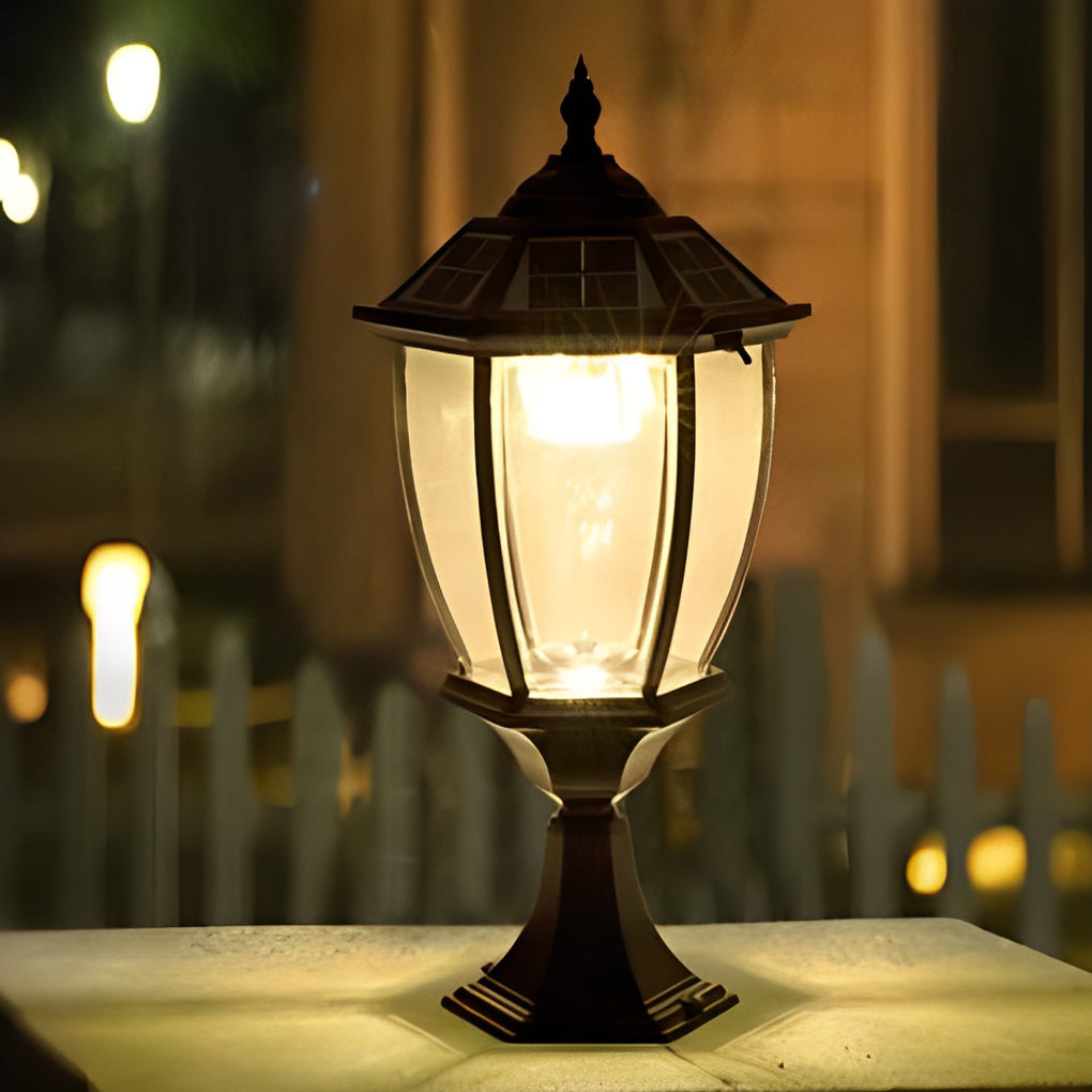[Open-Box] Led Waterproof Black Vintage Outdoor Solar Fence Post Lights with Remote