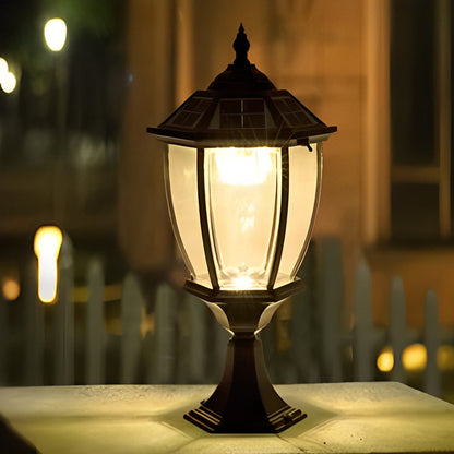 [Open-Box] Led Waterproof Black Vintage Outdoor Solar Fence Post Lights with Remote