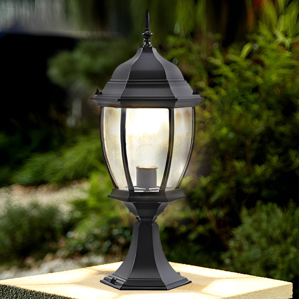 [Open-Box] Led Waterproof Black Vintage Outdoor Solar Fence Post Lights with Remote