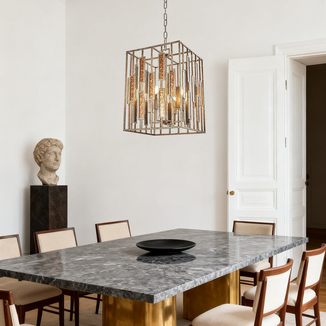 Vintage Copper Pendant Light Featuring an Open Frame Ceiling Light