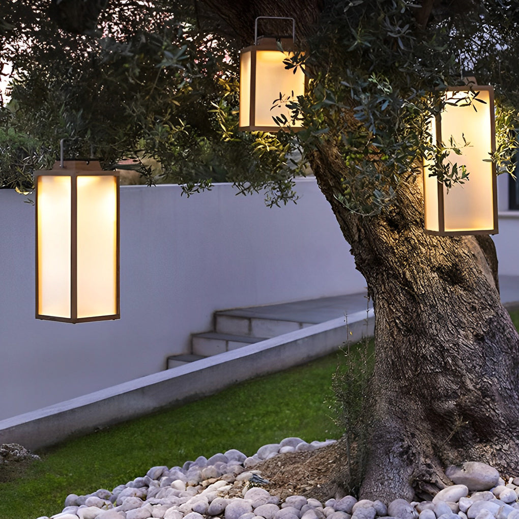 [Open-Box] Square Lantern Portable Rechargeable LED Waterproof Solar Lawn Lights