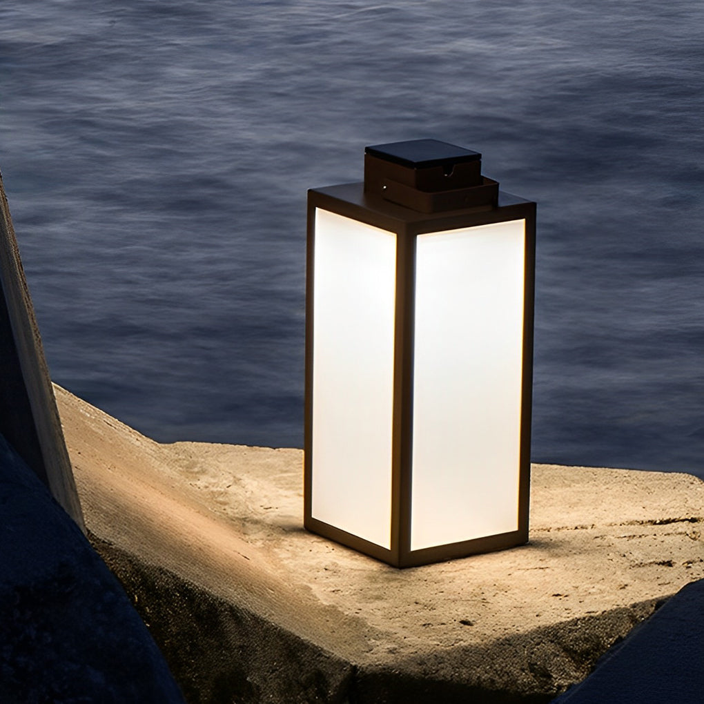 [Open-Box] Square Lantern Portable Rechargeable LED Waterproof Solar Lawn Lights