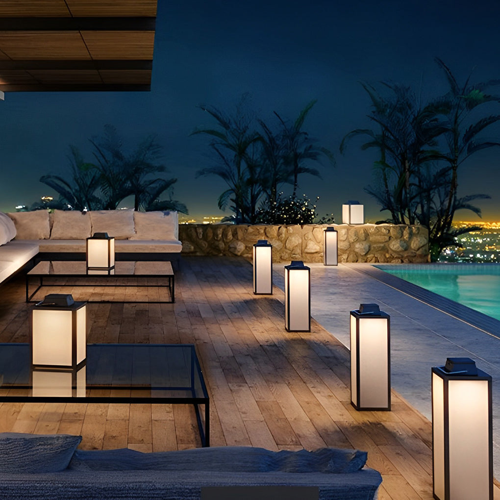 [Open-Box] Square Lantern Portable Rechargeable LED Waterproof Solar Lawn Lights
