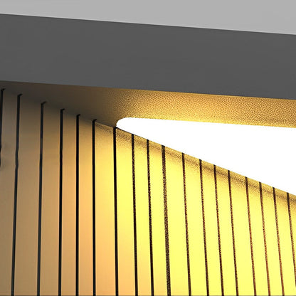 [Open-Box]Square Metal Striped Decor LED Waterproof Black Solar Fence Post Light