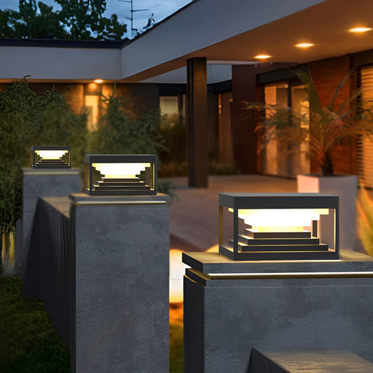 [Open-Box]Square Pillar Lights Creative Waterproof Black Modern Light