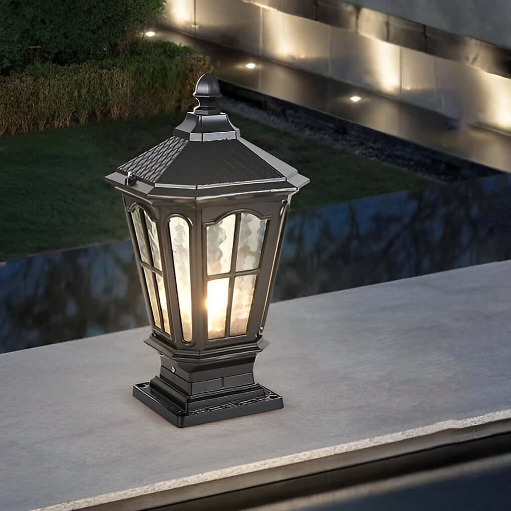 [Open-Box]Stone Pillar Light Fixture Retro Pavilion-Style LED Light