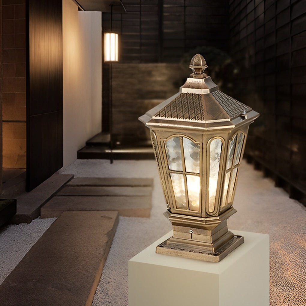 [Open-Box]Stone Pillar Light Fixture Retro Pavilion-Style LED Light